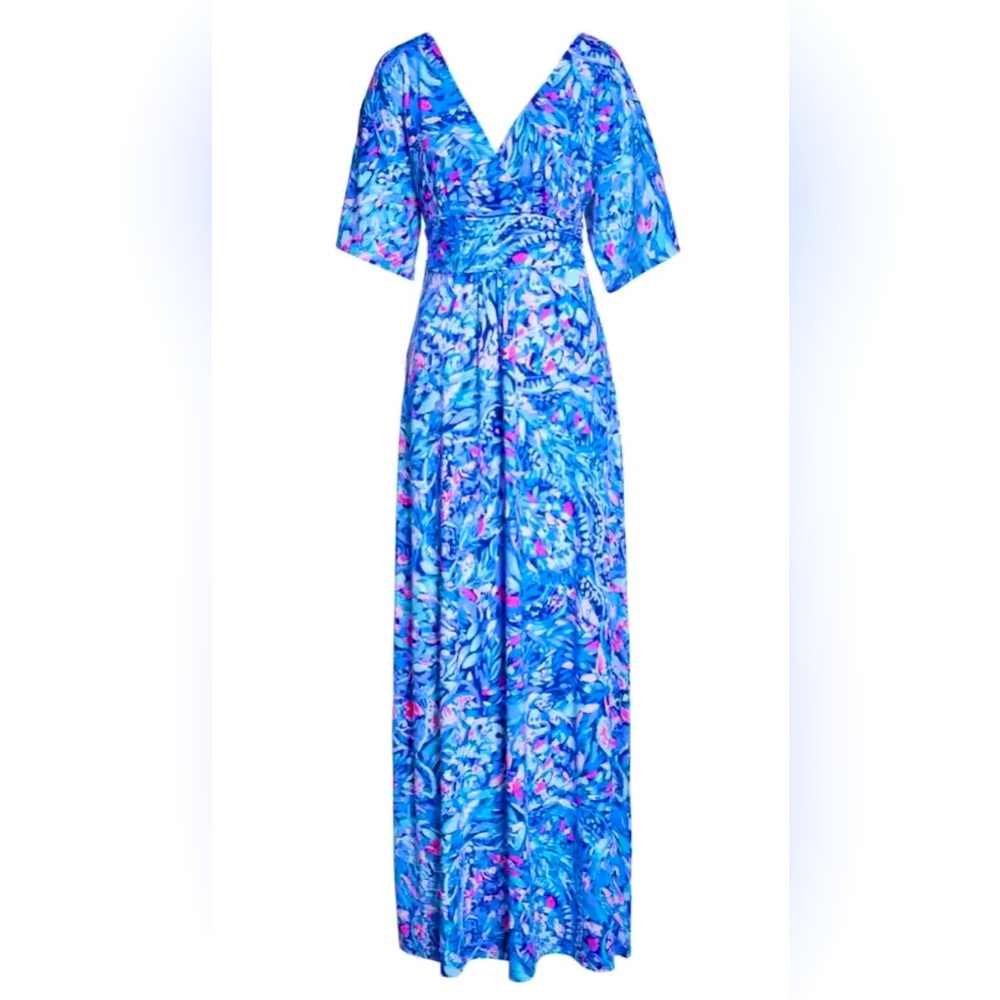 Lilly Pulitzer Parigi Royal Purple Party Wave Maxi Dress, Medium
